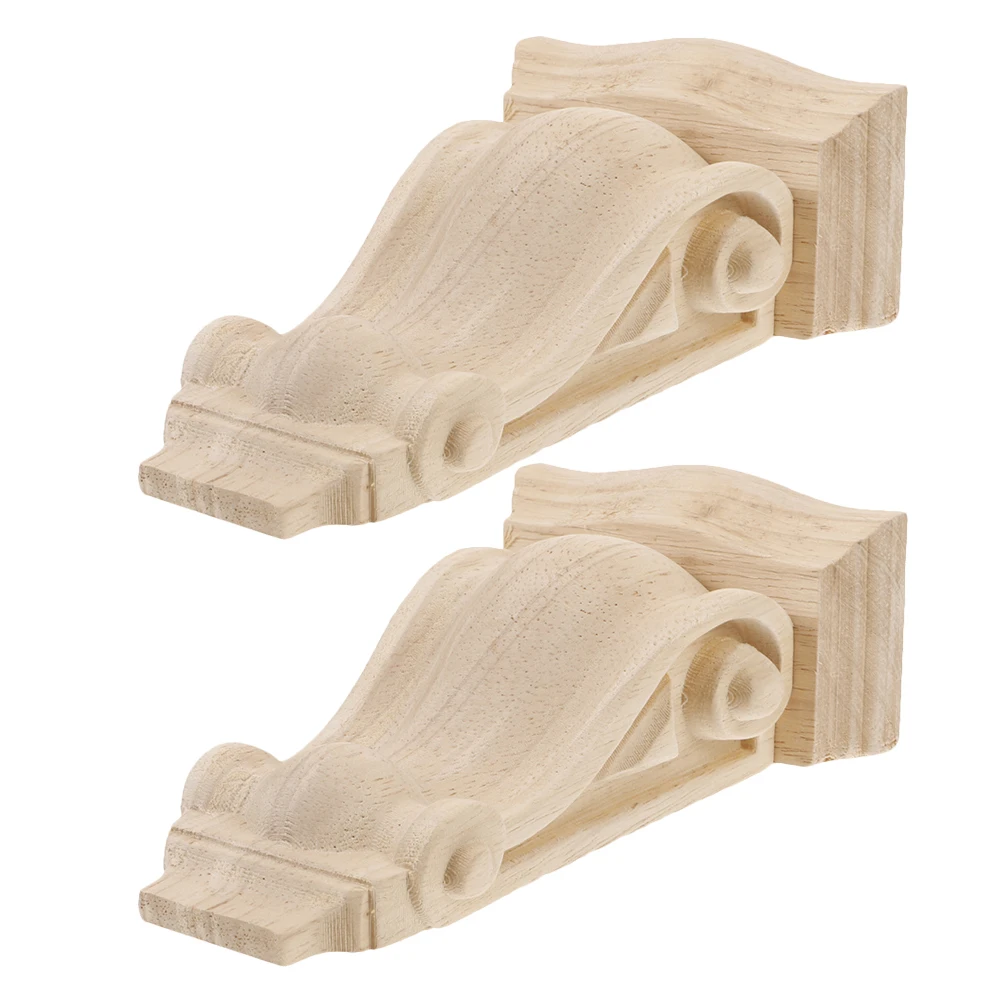

2 Pcs Corbels For Doorway Decorative Carving Elegant Handcarved Solid Wood Corbels Decorative Wall Shelves Appliques