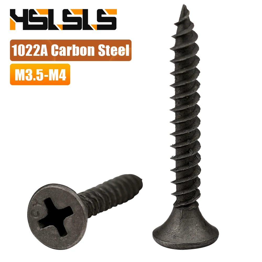 M3.5 M4 M4.2 Phillips Countersunk Cross Recessed Thread Drywall Screw Black Carbon Steel Cross Flat Head Self-tapping Wood Screw
