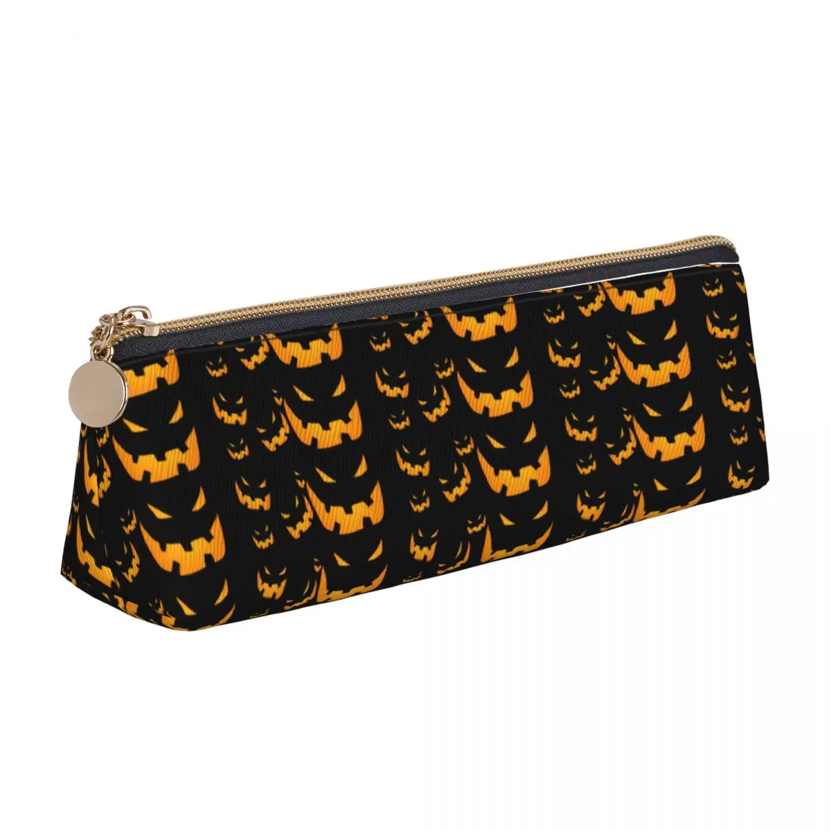 Grinning Pumpkin Pencil Case Halloween Print Zipper Pen Box Girls Boys Cute Portable School Pencil Cases Stationery Organizer