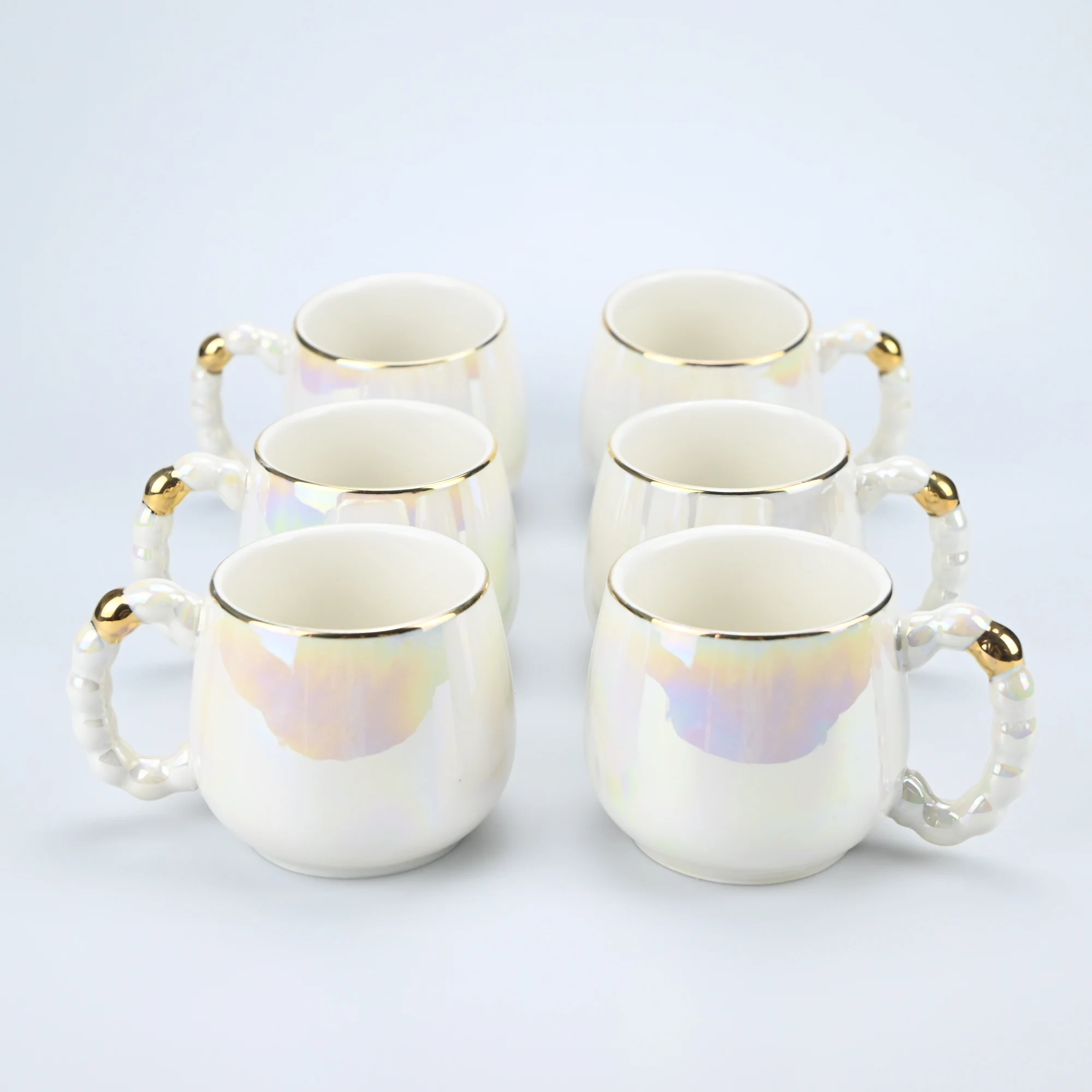 1 قطعة/6 قطعة/8 قطعة طقم شاي بورسلين طلاء ملون-إبريق شاي سيراميك ملون لؤلؤي وقهوة وشاي وكريمة وغلاية