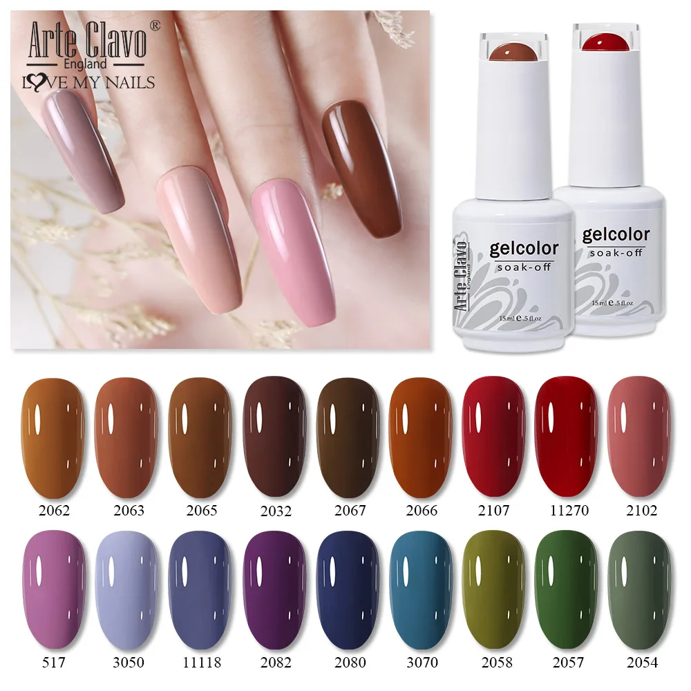 アルテ クラボ ネイルジェルポリッシュ ソリッドカラー 15ml カラフルベース＆トップコート セミパーマネント ソークオフ ジェルネイルアート ワニス マニキュア