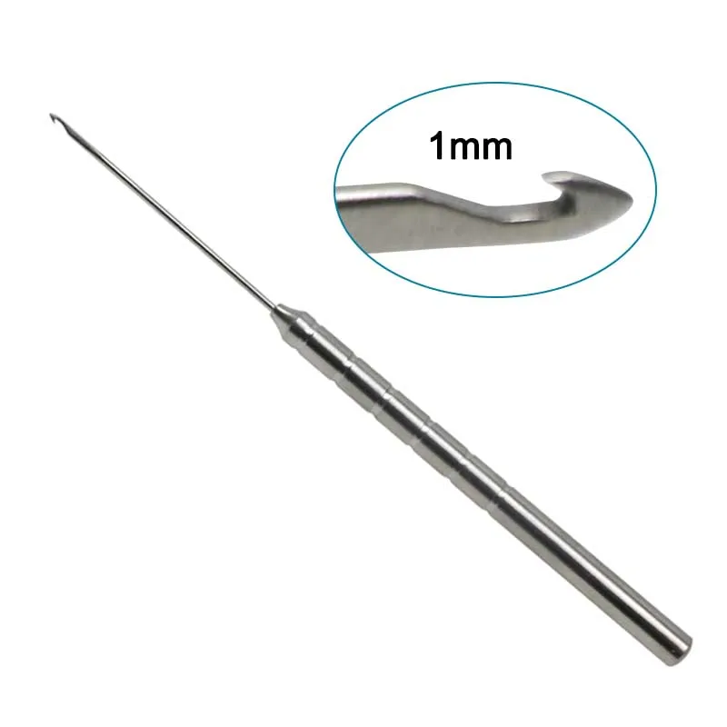 Stainless Steel Wire Hook Pointed Tip 1mm Pull Hook Round Handle Plastic Instrument