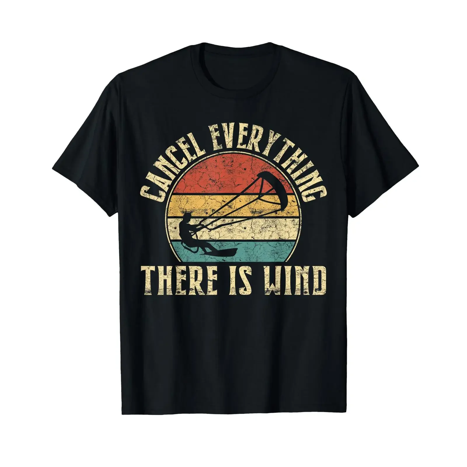Cancel everything there's wind T shirt vintage Washed homme streetwear Comfortable Slightly Breathable graphic Casual Soft