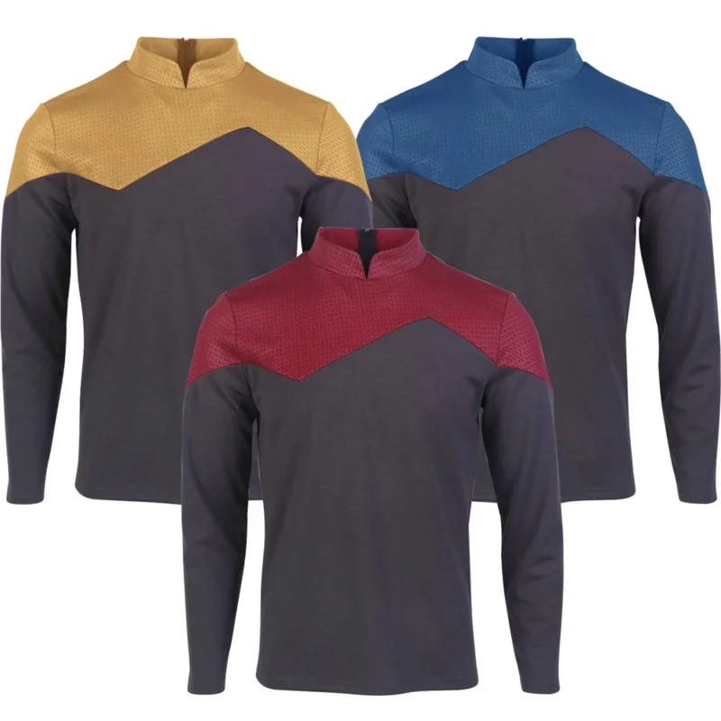 

Picard 2 Command Red Uniform Cosplay Starfleet Gold Blue Shirt Costume Halloween ST Accessories