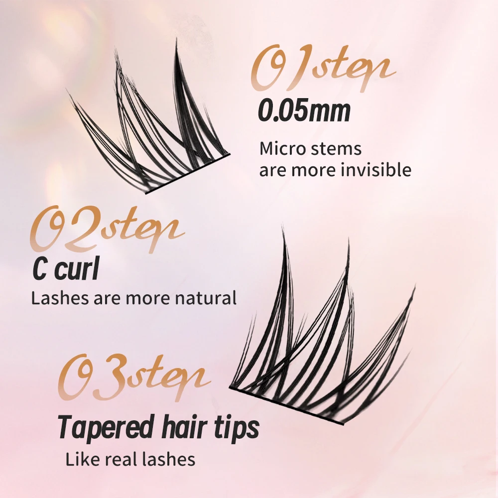 Yelix DIY Cluster Wimpers Verlenging Zelfklevende Valse Wimpers Natuurlijke Zachte Kunstwimpers Makeup Tools