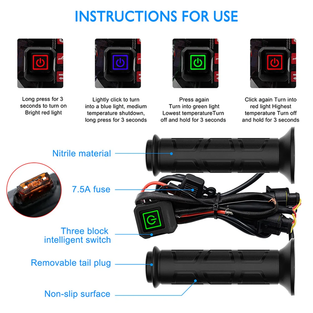 

For WUPP CSZH-983F1 Smart 3-Gear ATV Heated Handlebar Cover Waterproof Winter Heating Grip for Beach Motorcycle ATV Modification