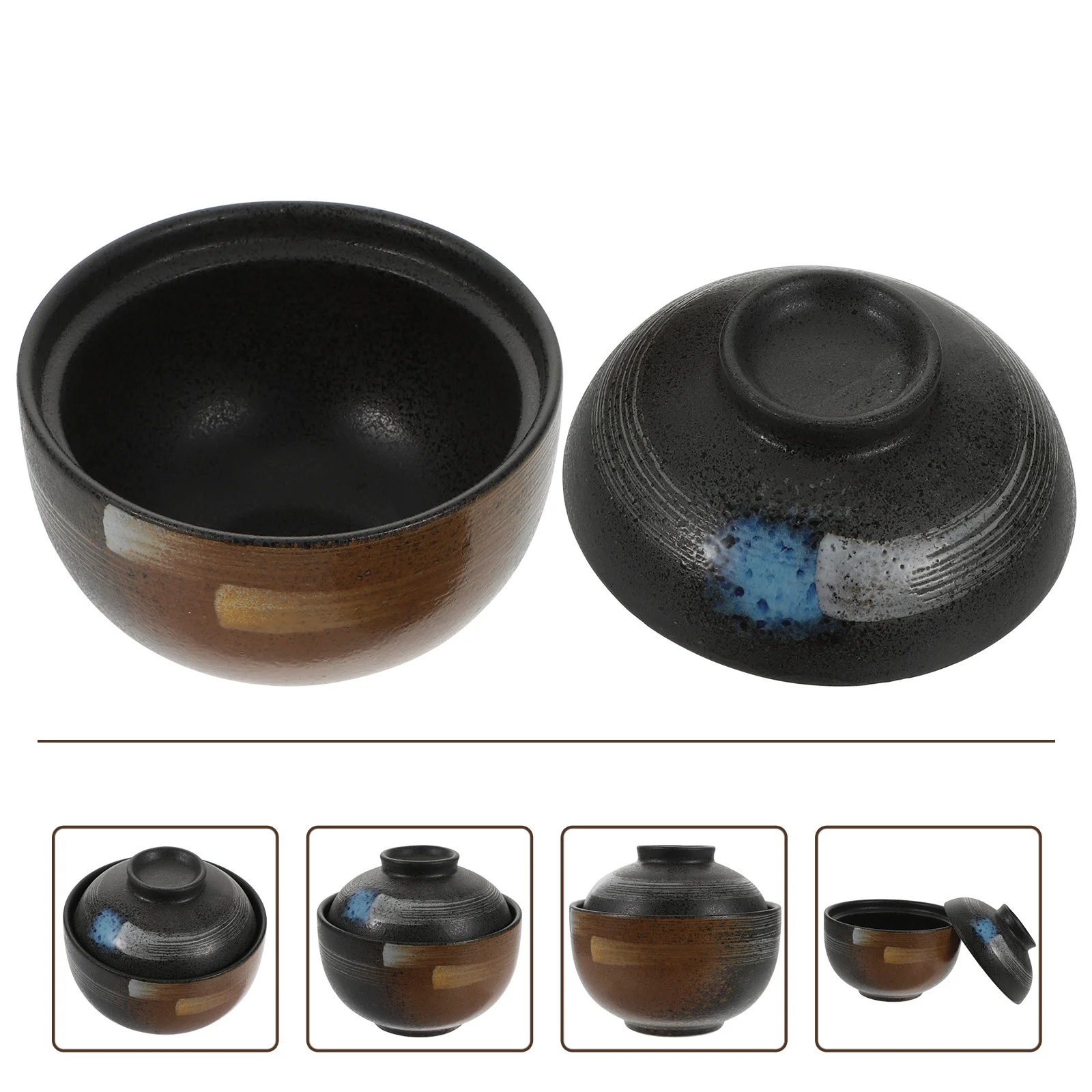 

1Pcs Ceramic Soup Bowl Exquisite Stewing Pot for Kitchen Tableware Soup Serving with Lid Food Storage Gift