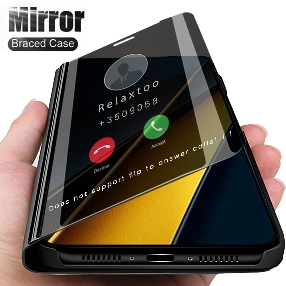 Умный зеркальный флип-чехол для Xiaomi Poco X6 Pro, кожаный магнитный чехол-подставка для PocoX6 Poko Little X6Pro X 6 Pro, чехол-книжка