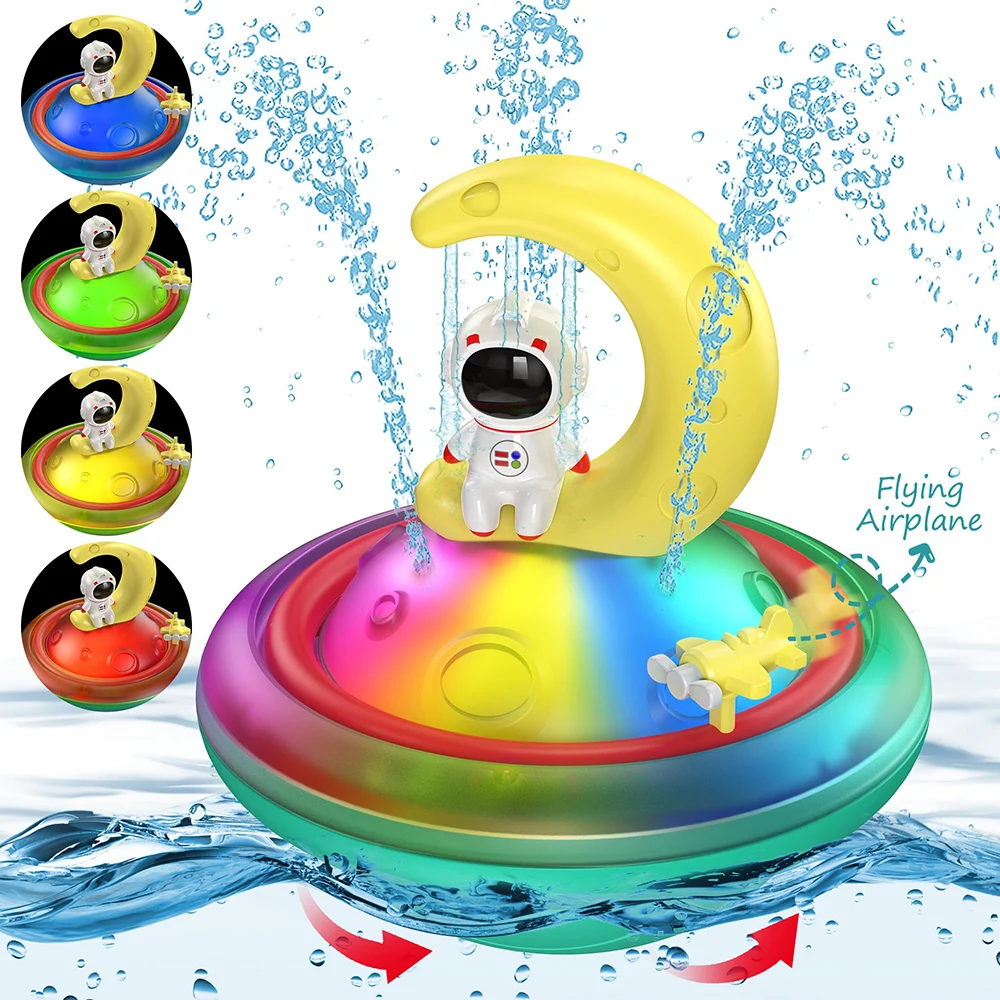 Baby Bath Toys Spray Water Rotation Light up Automatic Induction Sprinkler Shower with LED Bathtub Pool Toys Gift for Toddlers