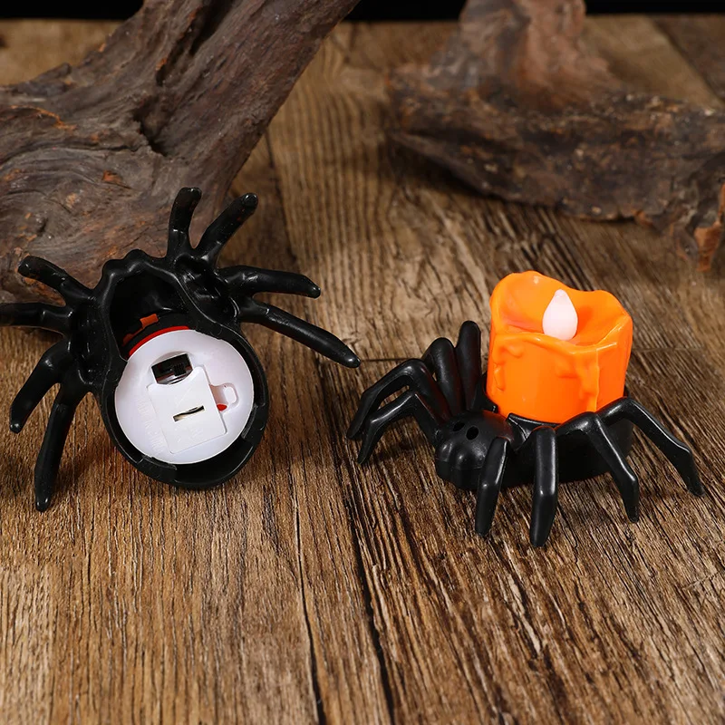 Halloween LED Candle Lights Plastic Spider Lights Home Bar Haunted House Halloween Party Decoration Horror Prop Decoration Light