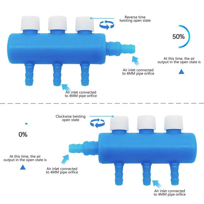 Aquarium Air Flow Control Valve 2~8 Heads Air Pump Hose Splitters Oxygen Pipe Hose Distributors Fish Tank Air Pump Accessories