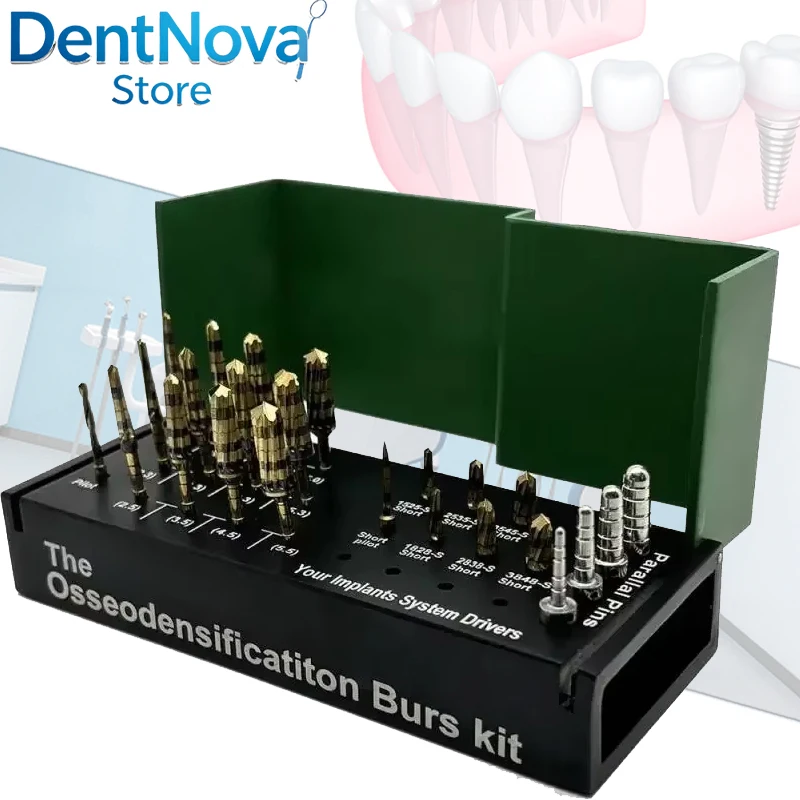 24Pcs Dental Osseodensification Bur Kit Osteotomy for Subcrestal Condensing & Immediate Implant Placement Tools
