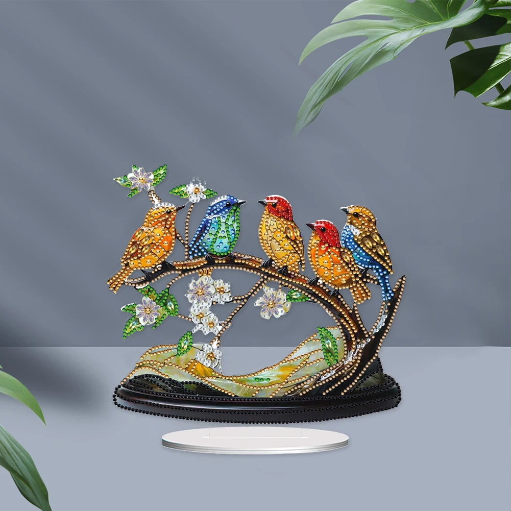 

2D Flat Print DIY Table Top Diamond Painting Ornament Kits Double-Sided Printed Single-Side Drill for Home Office Desktop Decor