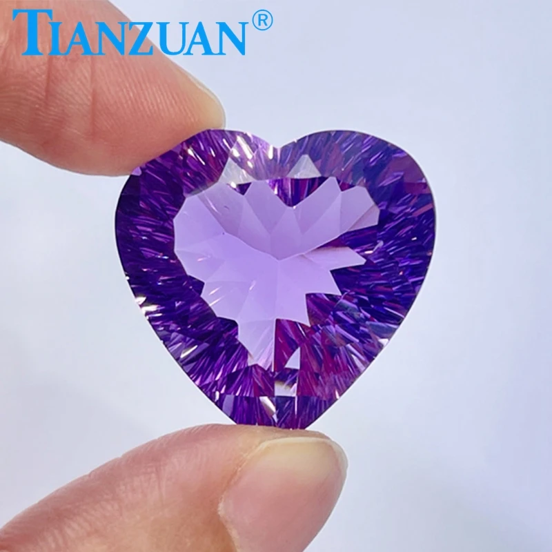 42.40ct Natural Amethyst Vivid Purple Color Heart Shape Brilliant Cut Loose Gem Stone with GRC Certified