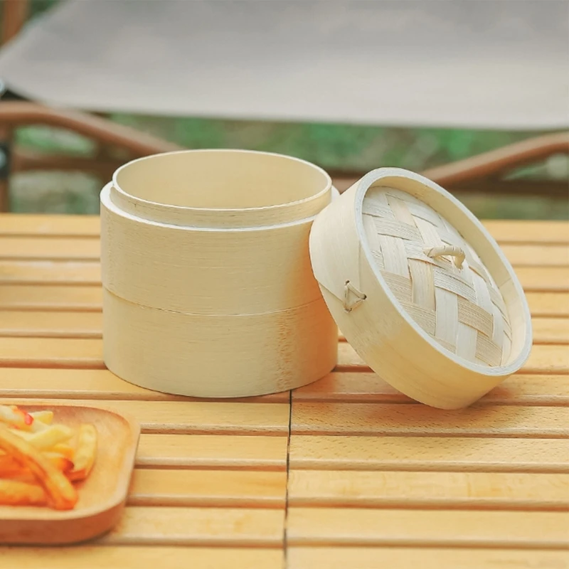 2024 New Multifunctional Bamboo Basket Outdoor Bowl Cup for Dim-Sum Dumpling Bun-Vegetable Xiao Long-Bao