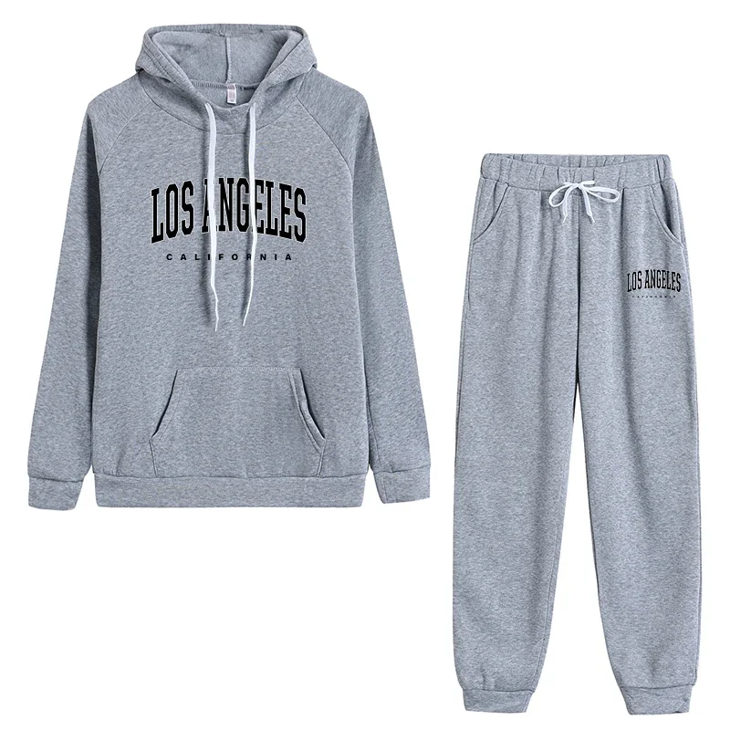 2026 Women's Outfits Print Casual Hooded Sweatshirts 2 Pcs Suit Outdoors Fashion Clothing Autumn Winter Quality Woman Pants Sets