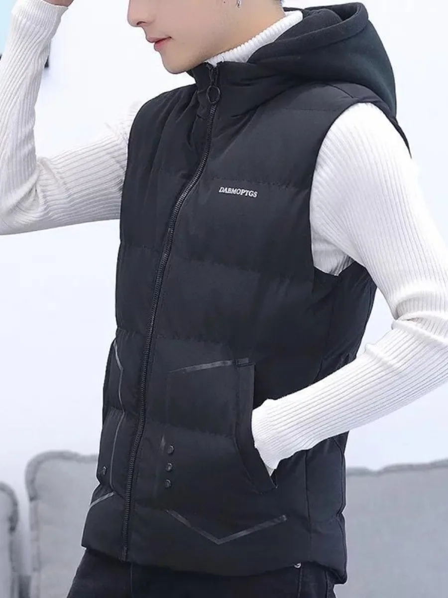 

New Autumn Winter Thiened down Cotton Vest Men's Faionable Warm Youth Jaet Loose Fit Pred Flower Pattern Urban Sle