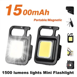 Mini LED Flashlight Multifunctional Portable Super Bright Keychain Lamp USB Rechargeable Outdoor Camping Fishing Hiking Lamp