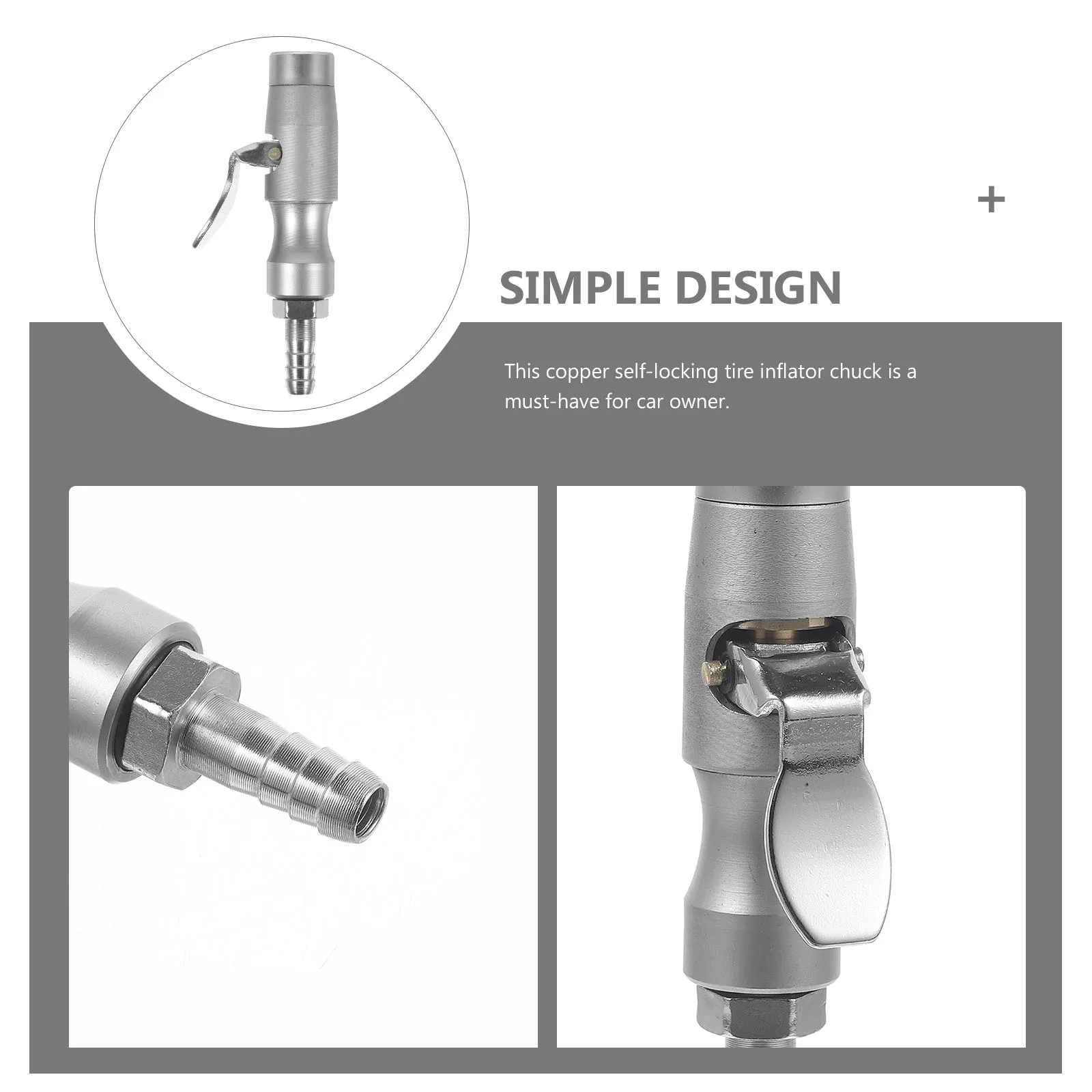 

Copper Self-Locking Tire Inflator Duty Air Chuck for Car Tires Quick Connect Inflate Tool Compatible with Most