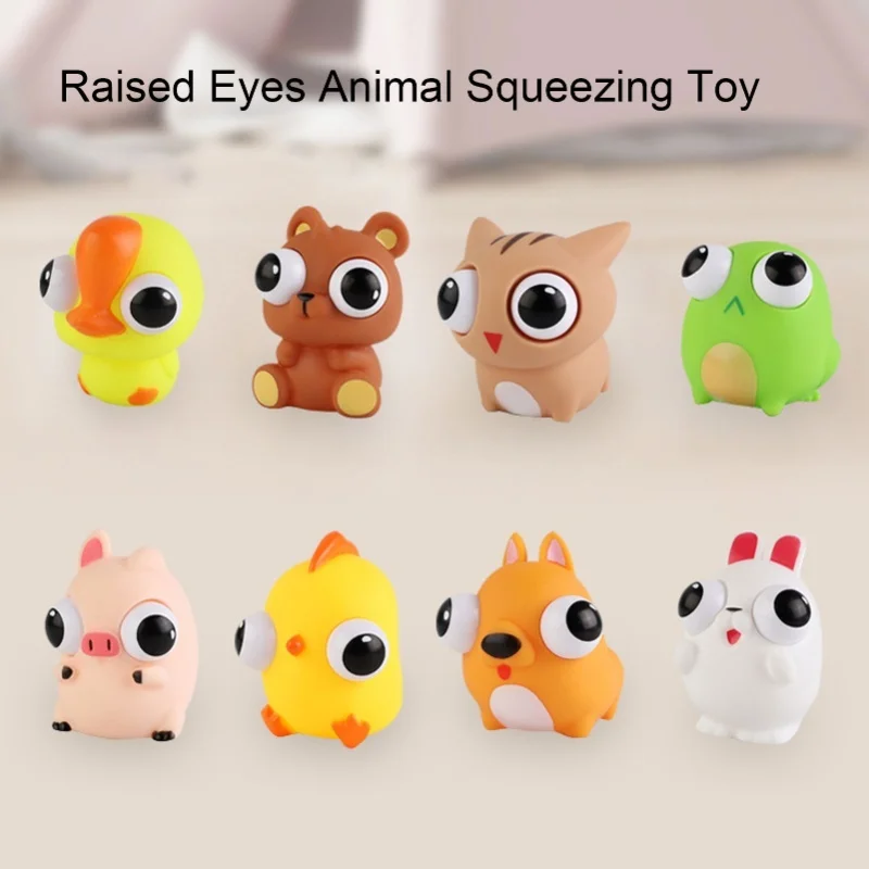8pcs Cartoon Squeeze Toy Eyes Opening Stress Anxiety Relive Animal Squeezing Sensory Toy For Kids