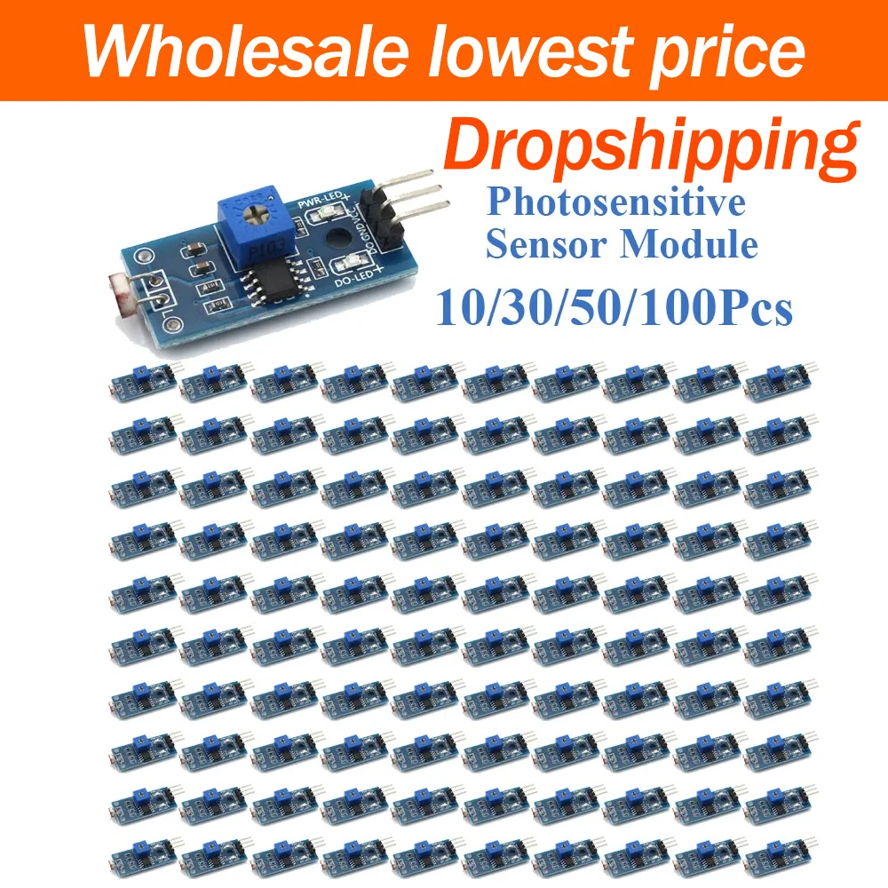 10/30/50/100Pcs 3Pin Photoresistor Photosensitive Sensor Module Light Detection Light Intensity Sensing Electronic Module DIY