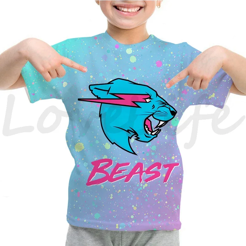 

Mr Wolf Beast T Shirt Boys Girls Cartoon Lightning Cat T-shirt Kids 3D Summer Short Sleeve Tee Children O-neck Tops Streetwear