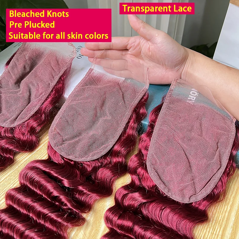 # 99J لون موجة عميقة 4x6 الدانتيل الشفاف إغلاق 100% شعر الإنسان تذوب الجلد قبل قطعها غير مرئية الدانتيل الشعر الخام الدانتيل السويسري #3