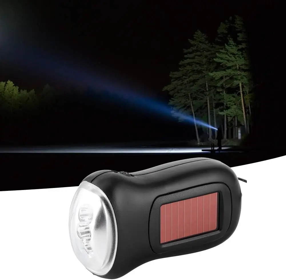 Hand Crank, Solar Powered Rechargeable Flashlight LED Dynamo Torch Emergency Supplies High Energy Conversion Portable Bright Fla