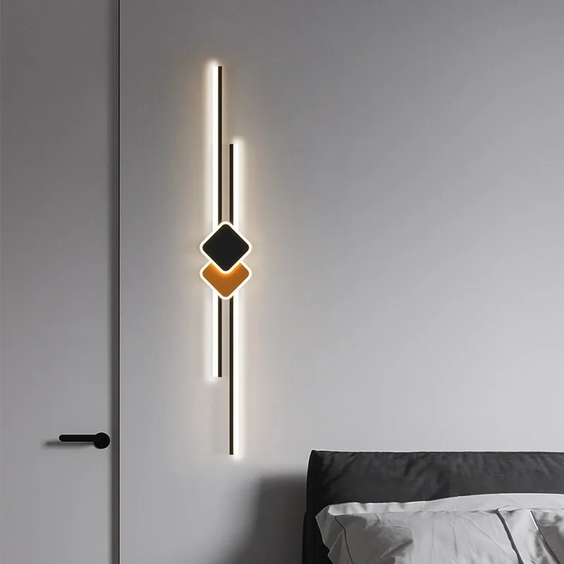 

Modern Minimalist Strip Led Wall Lamp Fixture Bedroom Bedside Living Room TV Sofa Background Indoor Long Wall Light