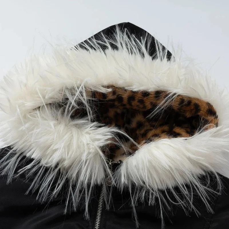 جواكت شتوية الرجال رشاقته الدافئة سترات معاطف الفراء طوق مبطن السترات ليوبارد المرقعة جاكت مزود بغطاء للرأس أبلى للرجل