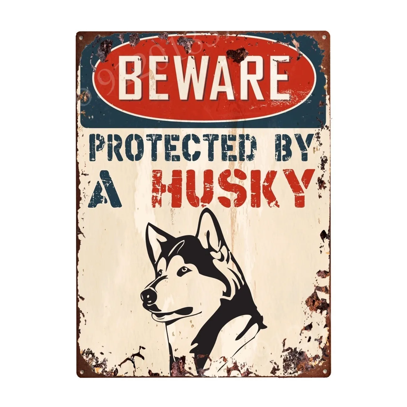 Husky Poster Metal Sign Dog Beware Wanted Metal Plaque Siberian Husky Tin Plate Vintage Home Pet Shop Yard Wall Art Decor 30X40