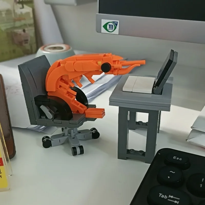 모크 빌딩 블록 새우 모델 피규어, 퍼즐 조립 인터넷 유명인 창의적 패러디 사무실 장식용 장난감 선물