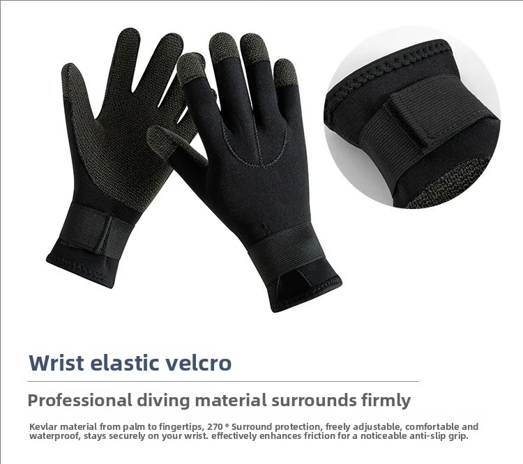 3/5mm Verdicken Kevlar Tauchen Handschuhe Kratzfest Fisch Jagd Warme Handschuhe Deep Dive Unterwasser Speerfischen Skifahren Handschuhe – Detail 11