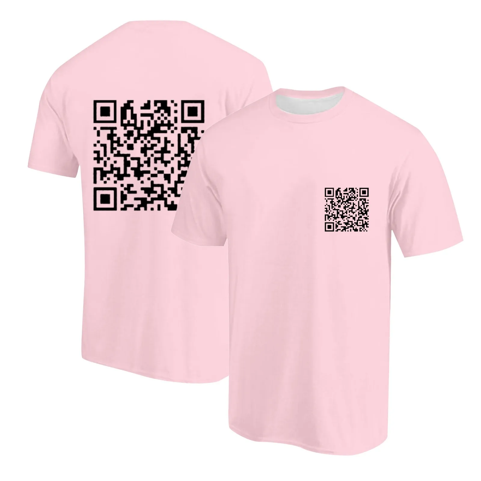 Men QR Code Printed Round Neck Short Sleeved T Shirt Casual Trend Loose And Comfortable Sports Mens Set Large Tall T Shirts Men