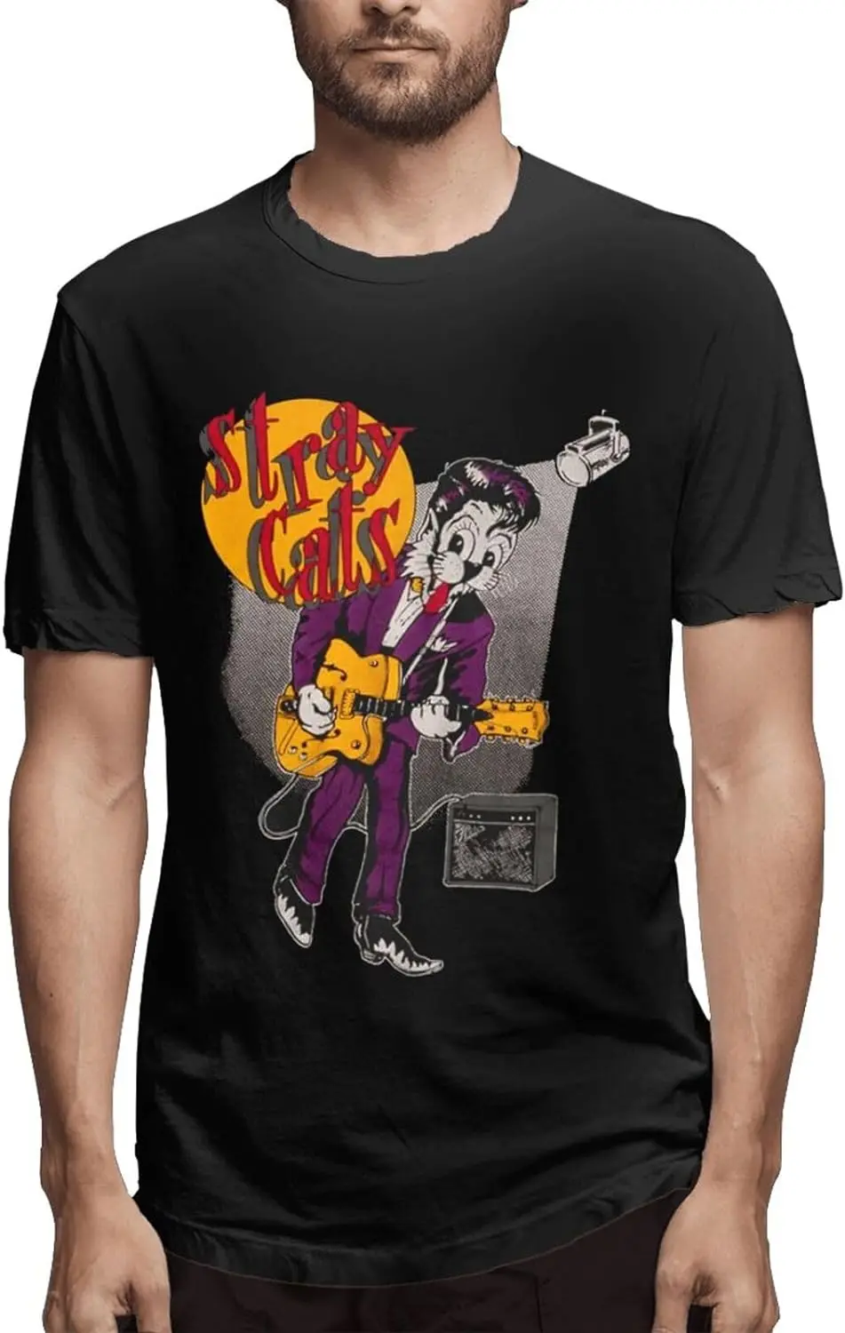 Men Cotton Short Sleeve Crewneck T-Shirt 80s 90s Graphic Tee Shirts Top,Black,S-6XL