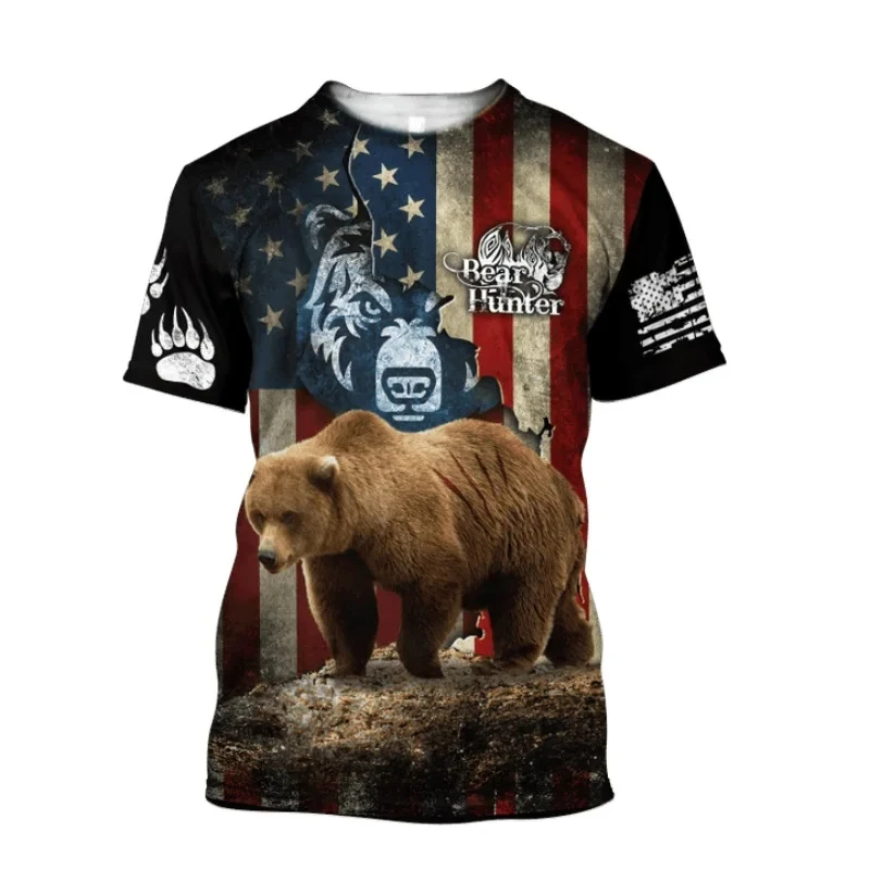 Animal Bear 3D Print Graphic Men T-Shirt Harajuku Fashion Short Sleeve Tshirts Summer Streetwear Unisex Tops 4XL Drop Shipping