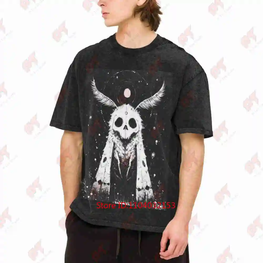 Death Moth Goth Streetwear Weird Art Weirdcore Vintage Washed Tee Pure Cotton T-Shirt