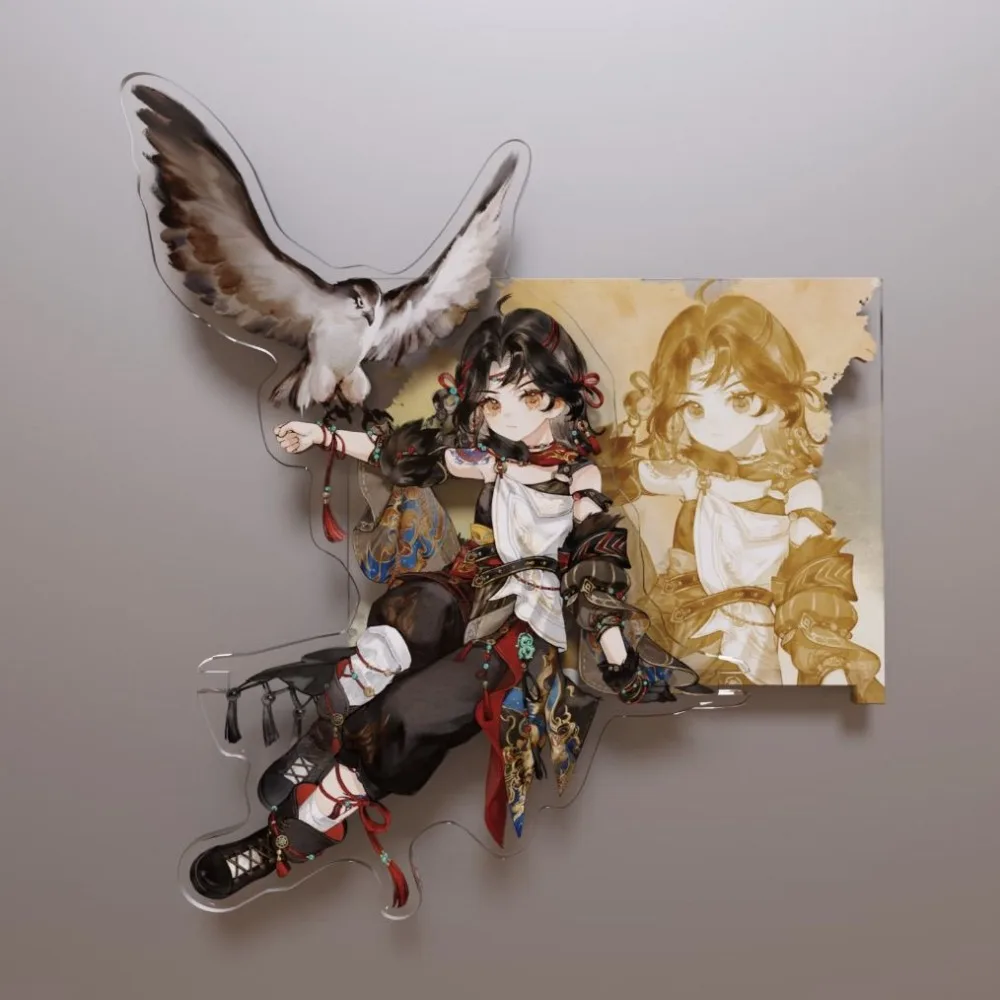 Game JX3 Sitting Beggar's Sect Posture Acrylic Signboard Stand Figure Model Desktop Holder Ornament Collection Gift Keychain