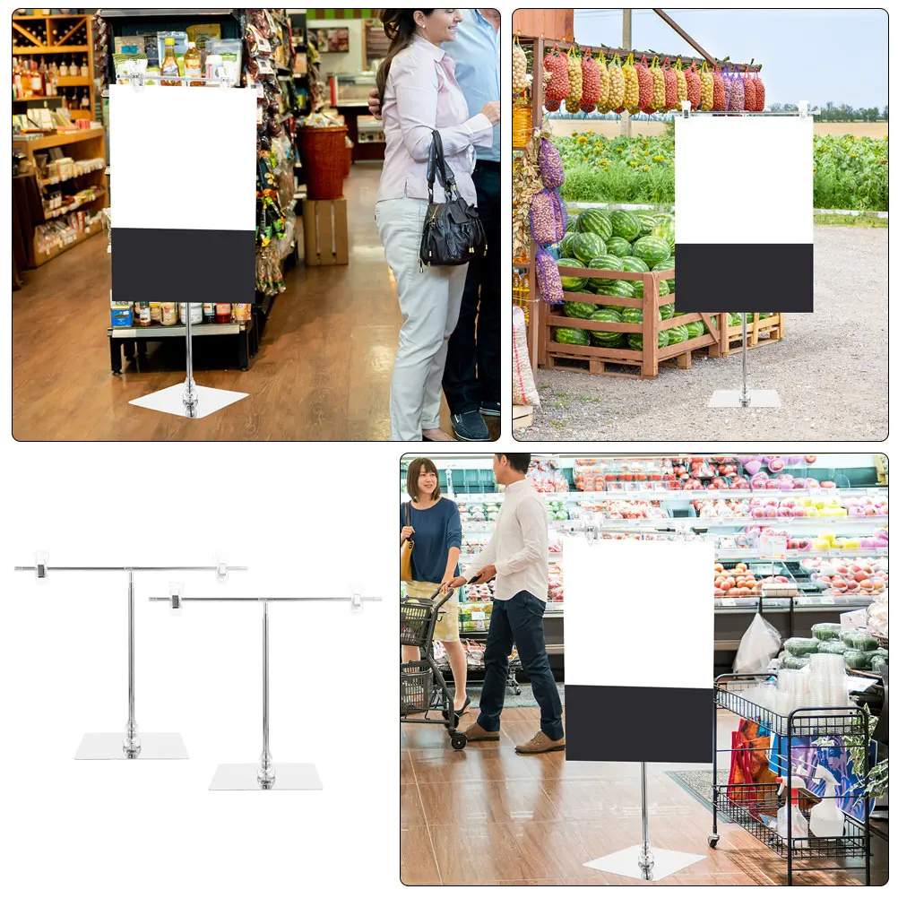

2pcs T-Shaped Banner Stand Adjustable Poster Holder Clip For Desktop Display Stand Advertising Sign Holder For Store