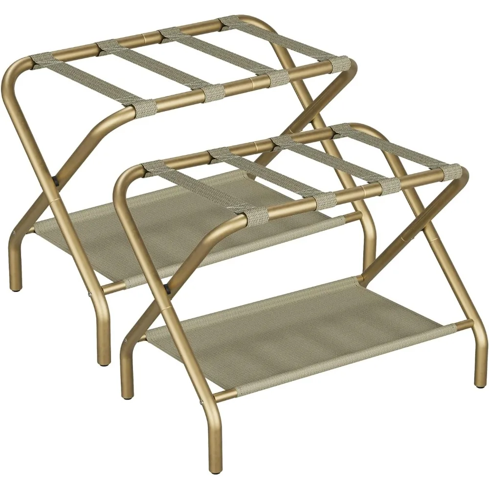 

Pack of 2, Foldable Suitcase Stand, with 4 Nylon Straps for Hotel Guest Room Bedroom, Luggage Racks
