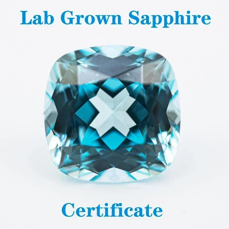 

Top Lab Grown Square Cushion Sea Blue colour VVS1 Selectable AGL Certificate Gemstone Charms Beads Diy Jewelry Making Materials