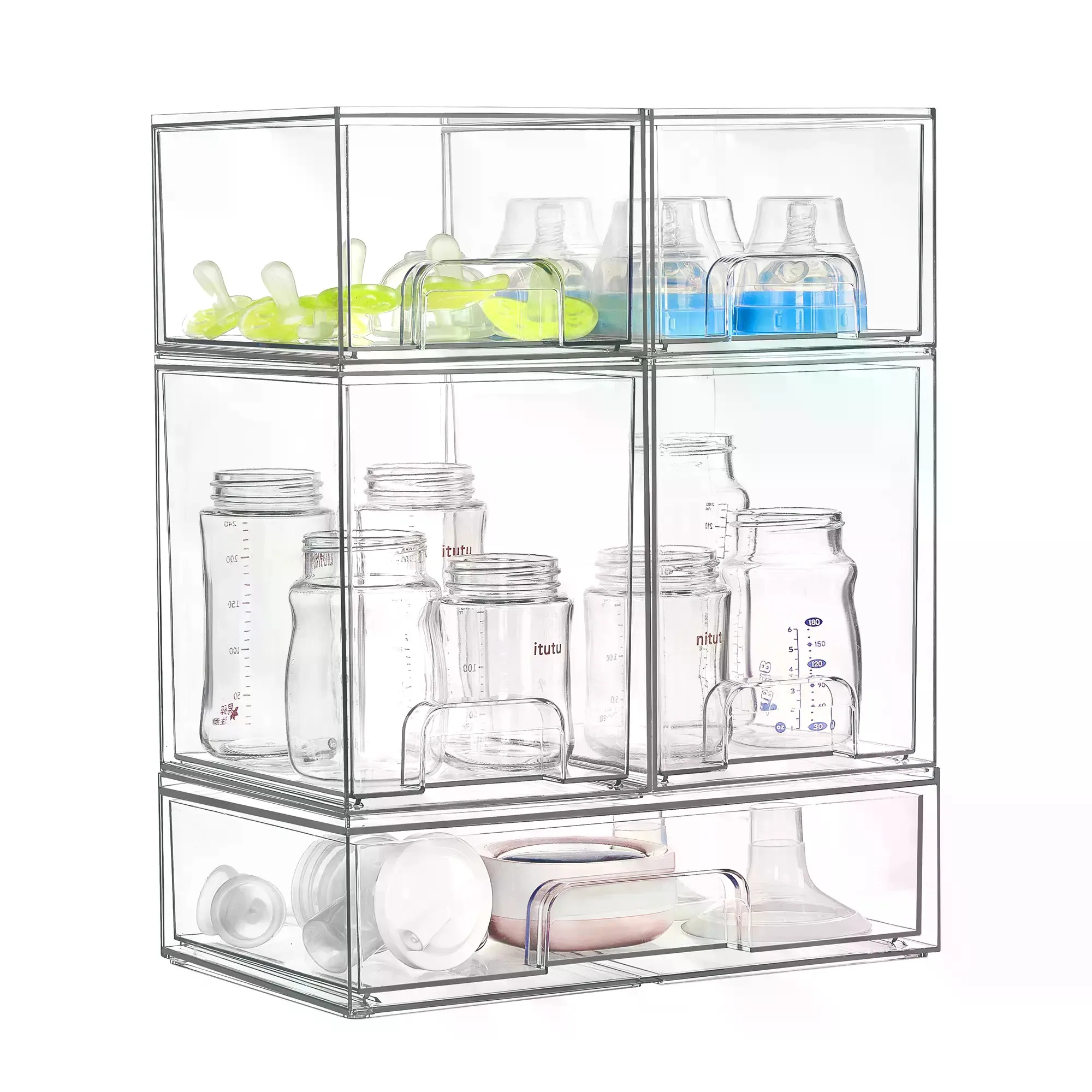 Stackable Pantry Bin - 5/8'li Paket İstiflenebilir Bebek Biberon Standı,