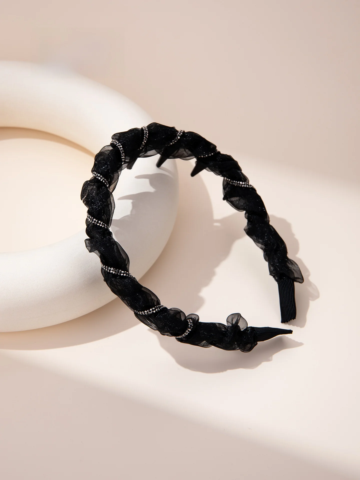 レディース新作2026夏用ライトベール巻きヘアバンド歯付きヘッドウェアハイフォーディーオーガナイザー伸縮性生地ヘアアクセサリー