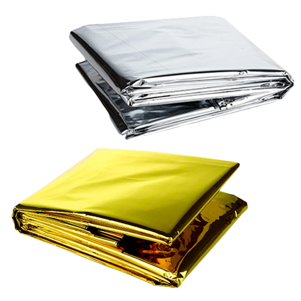 

2pcs Insulation Blanket Emergency Thermal Blankets for Camping Hiking Survival Heat Reflective Outdoor PET Film