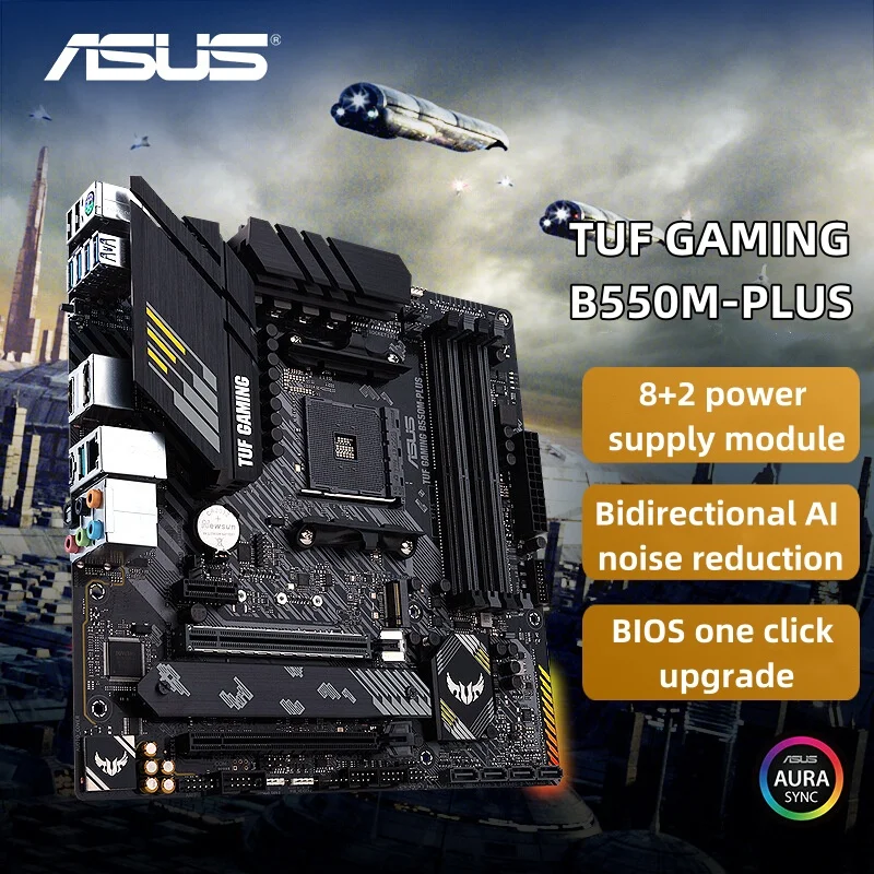 New TUF GAMING B550M-PLUS DDR4 Motherboard RGB PCIE4.0 AMD B550 AM4 Mainboard Support AMD Ryzen 5000 3000 Series CPU R5 R7 R9