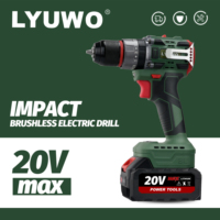 LYUWO 21V 25+3 Impact Electric Drill Dual speed Brushless Hand Electric Drill Lithium Battery Multi functional High Torque Tools