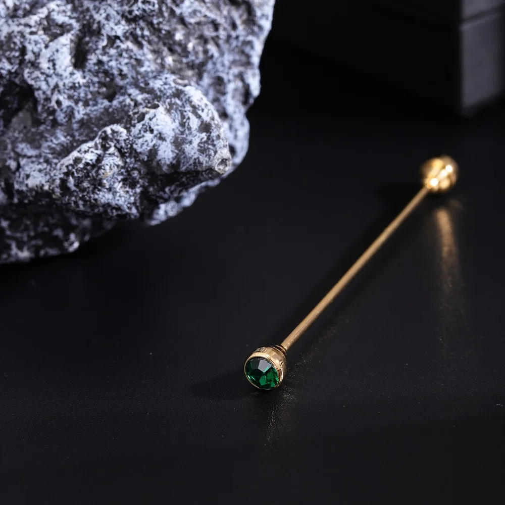 Exquisite Spiral Buckle Crystal Tie Collar Needle Detachable Vintage Shirt Collar Pin Mini Elegant Neckline Pin Banquet