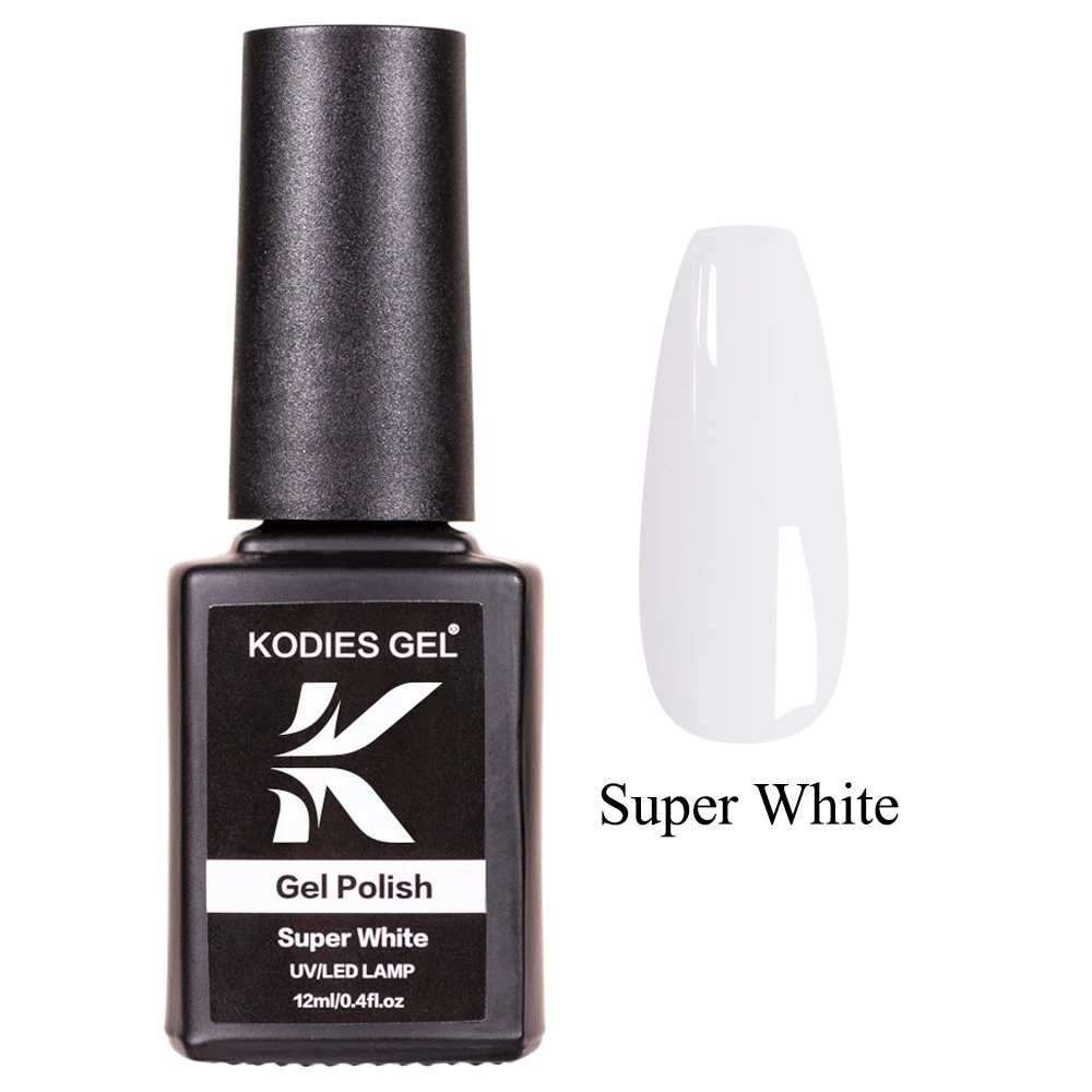 KODIES GEL Super White Gel Nail Polish 15ML High Pigment Semi Permanent Vernis UV/LED vernice Manicure Full Color Paint Nail Art