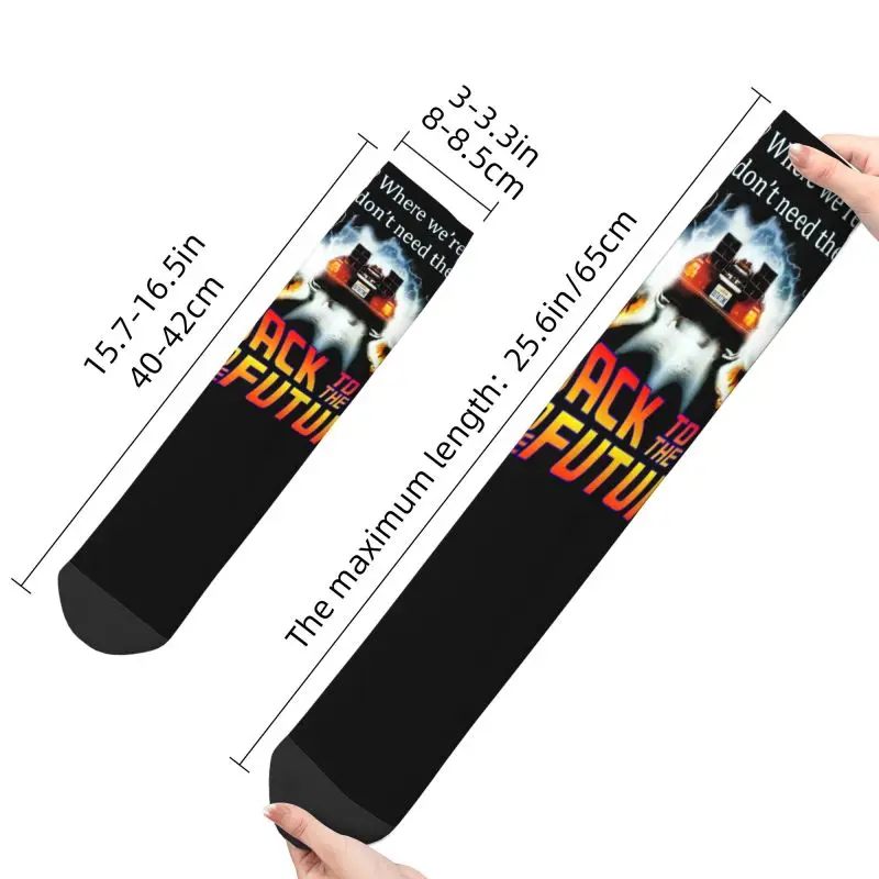 Retro Movie Back To The Future Dress Socks for Men Women Warm Fashion Novelty Sci-fi Adventure Film Crew Socks