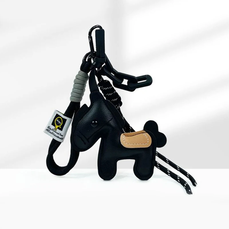1 Piece Pony Keychain Leather Bag Strap Braided Rope Backpack Pendant Phone Pendant Bag Hanging DIY Decoration Car Key Rings